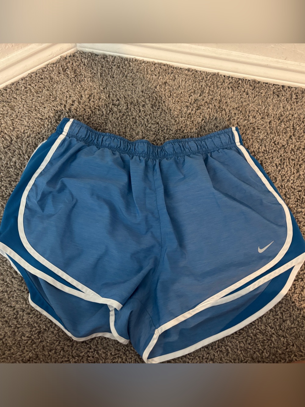 Nike Women's Blue Athletic Shorts with White Trim